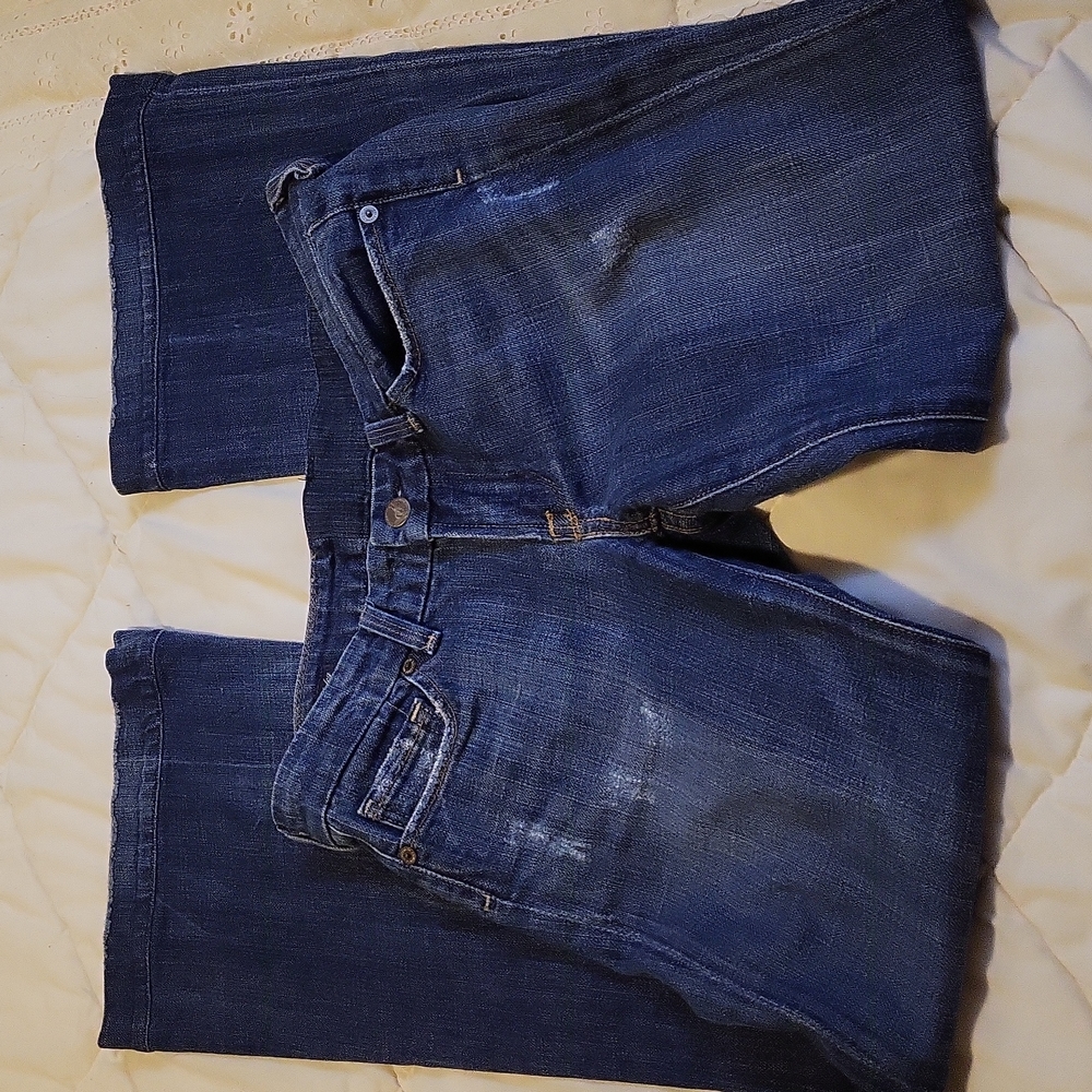 CITIZENS OF HUMANITY KELLY LOW WAIST WIDE LEG DISTRESSED JEANS
